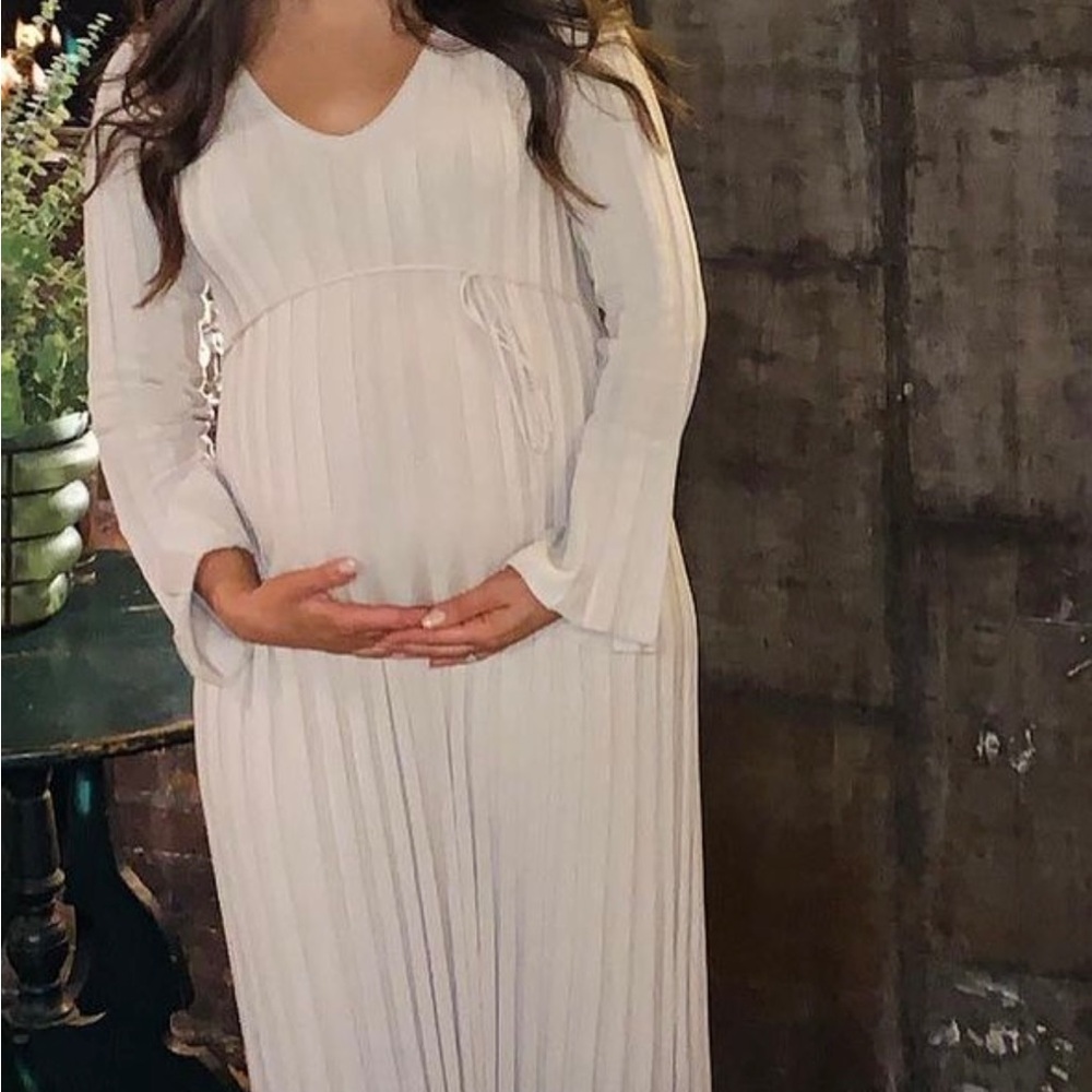 Taupe Ribbed Maternity Knit Maxi Dress